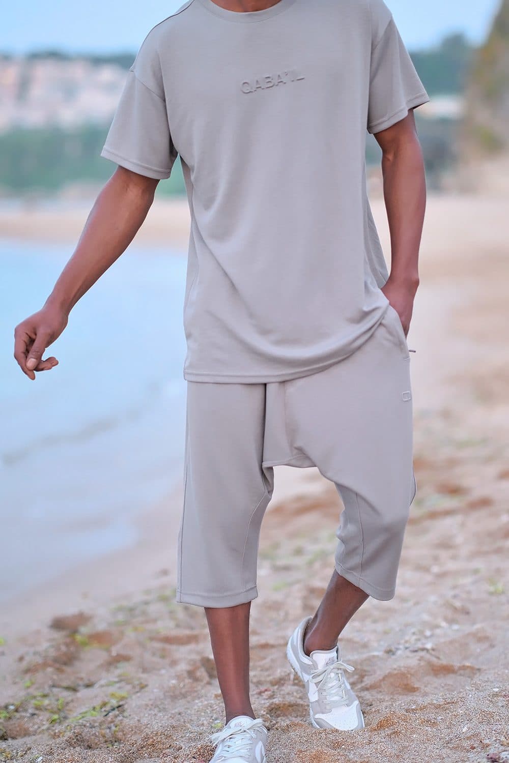 Ensemble qabail oversized gris