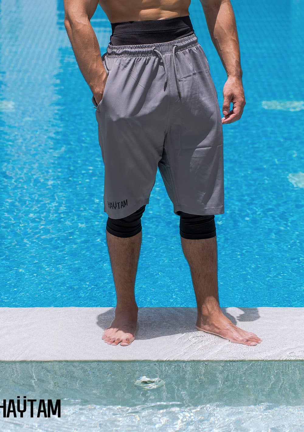 Sarouel de bain Haytam gris kaki